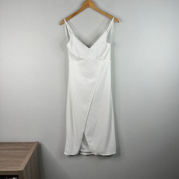 Lulus View and I White Tie-Back Faux-Wrap Midi Dress - Picture 4 of 10